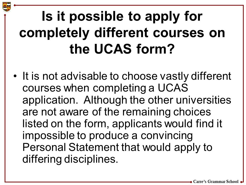 Personal statement when applying for different courses